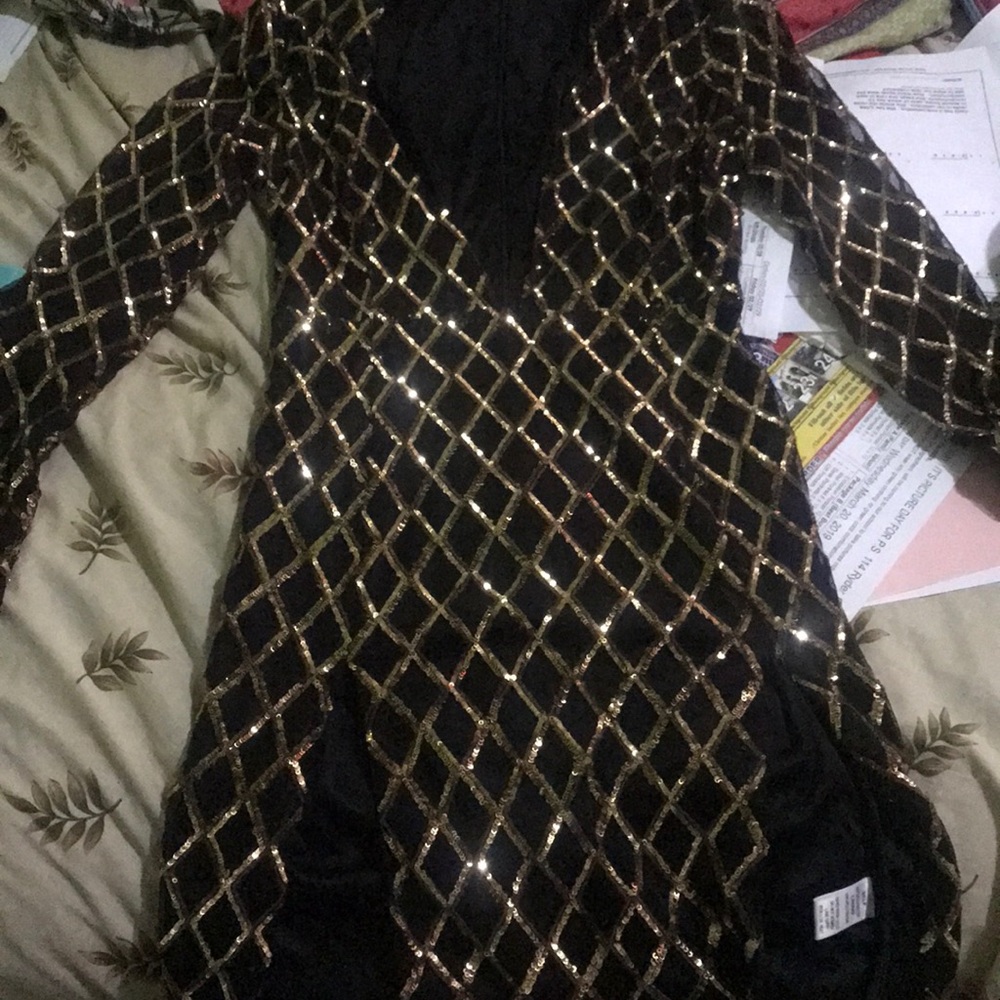 Black and gold party dress